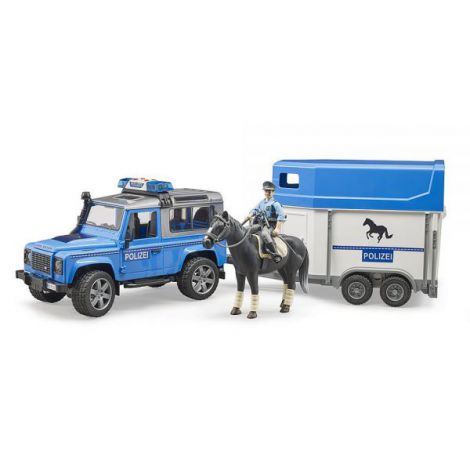 BRUDER - MASINA DE POLITIE LAND ROVER DEFENDER CU REMORCA, POLITIST SI CAL - imagine 6